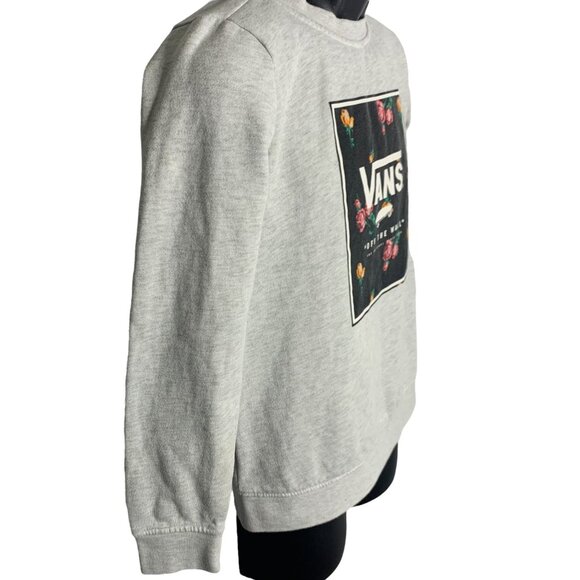 Womens Vans Rare Off The Wall Crew Sweatshirt Floral Sz S Grey - Picture 3 of 6